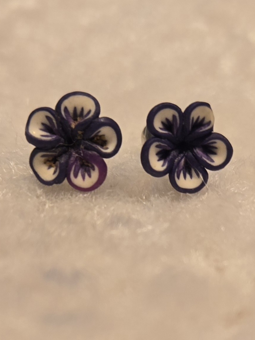 Purple And White Violet Stud Earrings - Women Jewelry